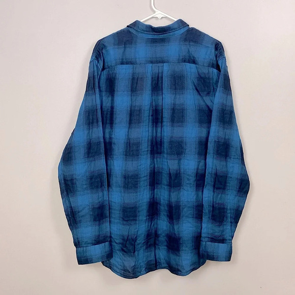 New Vince Blue Plaid Button Down 100% Cotton size XL - Picture 4 of 16